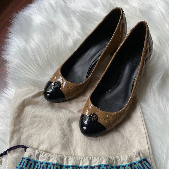 Tory Burch Sand Black Kaitlin Pump ballet Patent Calf 7.5M - Picture 2 of 9